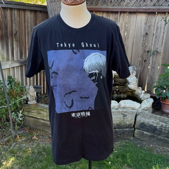 Tokyo Ghoul Ken Kaneki Anime Black Graphic T-Shirt Men's Size Medium - Picture 1 of 8
